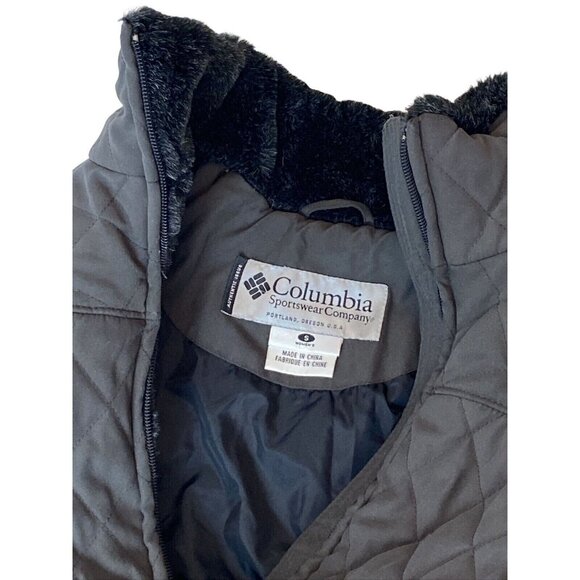 Columbia Women's Quilted Jacket Faux Fur Collar Gray Size S - Picture 3 of 7